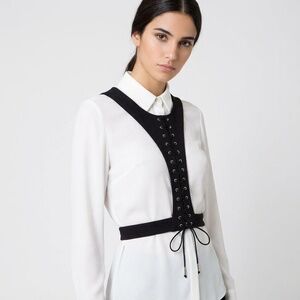 ELISABETTA FRANCHI Black Corset-Style Harness‎ Top – Size 40 (IT)